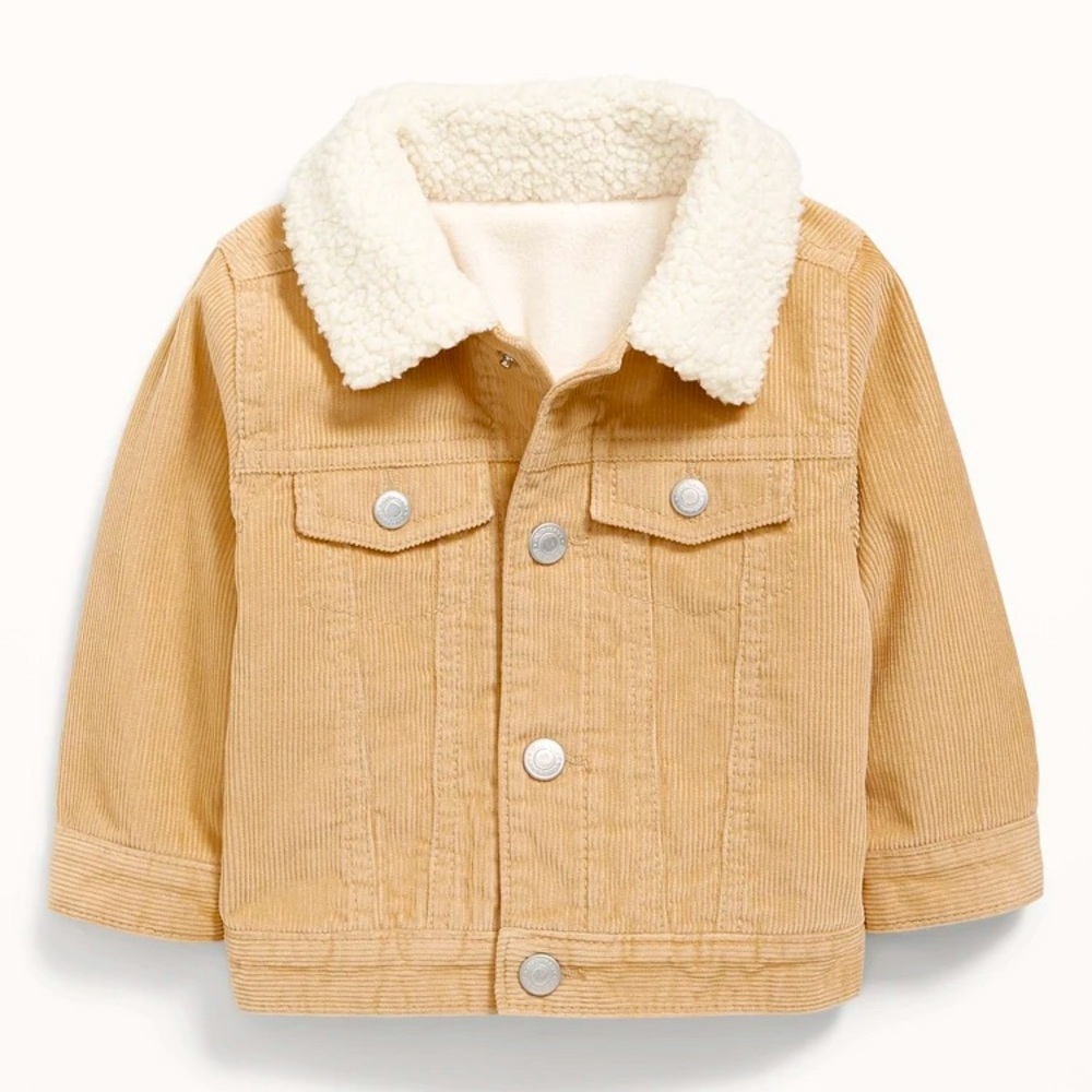 Old Navy Tan Corduroy Jacket with Sherpa Collar